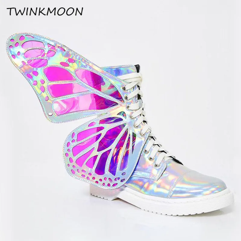 boots with butterfly wings