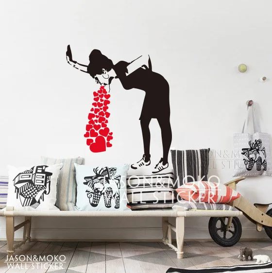 

Banksy vinyl Wall Decal Sticker Art Mural Wallpaper for Bedroom Living Room Home Decor art 80*95CM Free shipping