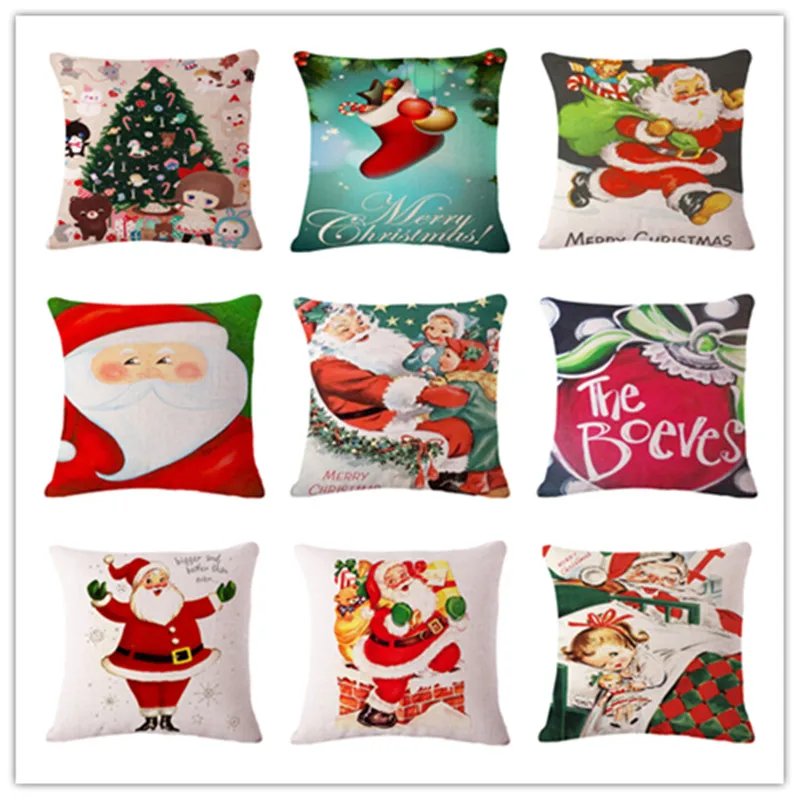 

cartoon Christmas tree old man Cushion(No Filler) Polyester Family affection Sofa Car Seat family Home Decorative Throw Pillow