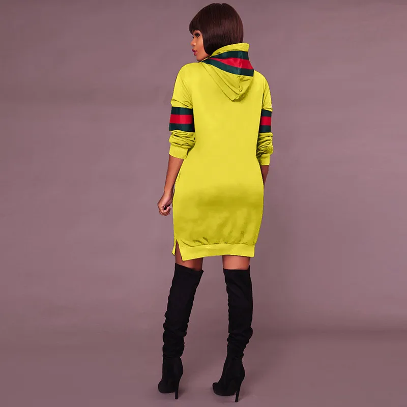 2017 Autumn Winter Casual Sweatshirt Dress Women Long Sleeve Black Striped Mini Hoodies Dresses Female Pullover Christmas Vestidos Hooded08
