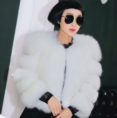 Женское пальто из искусственного меха, Осень-зима, модное повседневное теплое приталенное короткое пальто из искусственного лисьего меха с карманами, зимнее женское меховое пальто, большие размеры