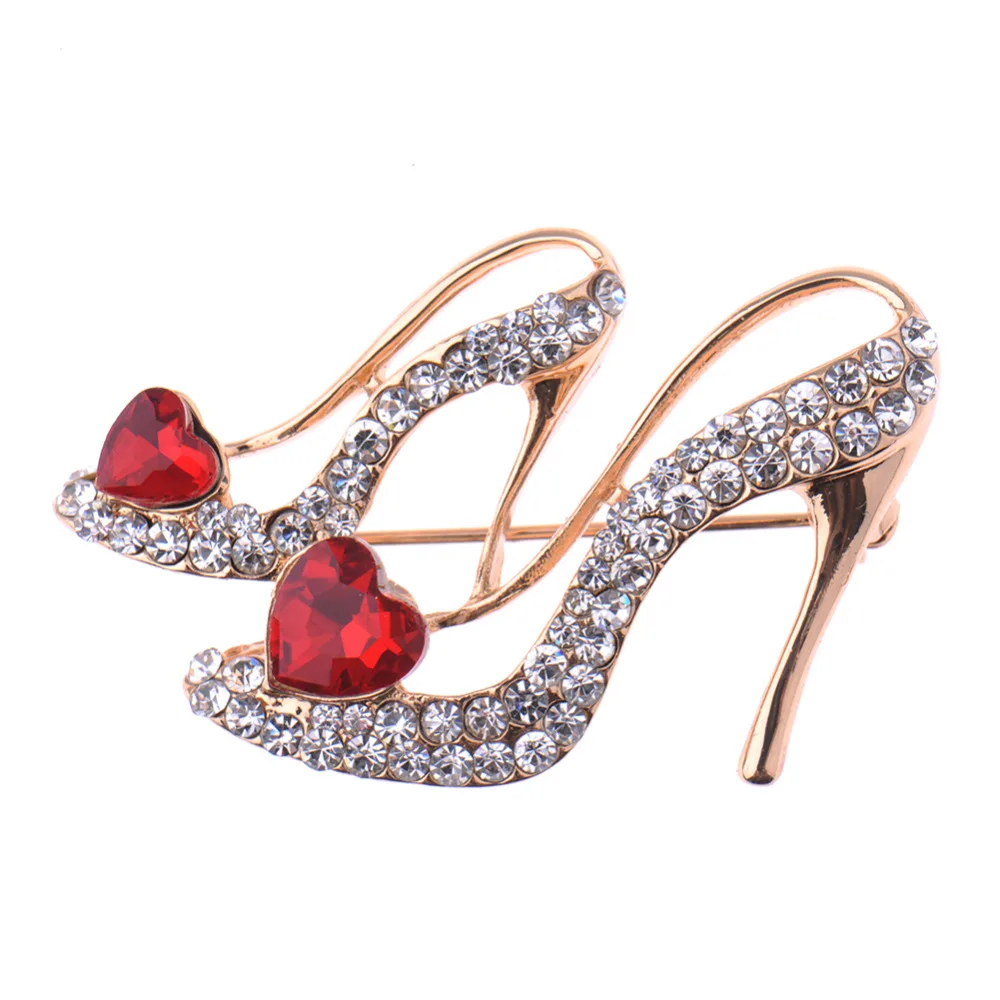 2016 new design Hot Sale Full of Crystal Brooches High heeled shoes