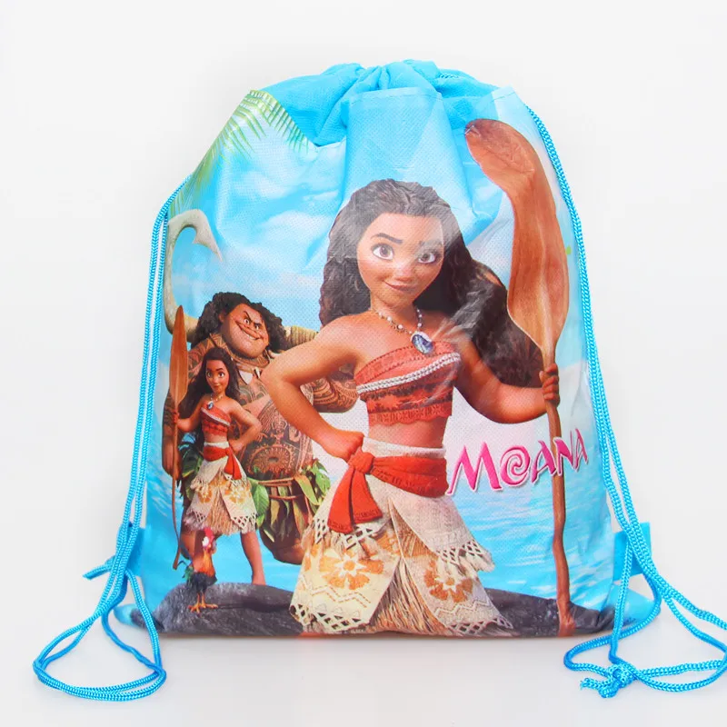 1 шт./лот детский душ Mochila нетканый материал для мальчиков сувениры рюкзак Супер Марио украшения День Рождения Вечеринка шнурок подарки сумки - Цвет: Moana