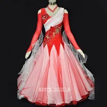 Women’s Ballroom Competition Dresses Red Grandeur Hight Quality Custom Made Waltz Tango Ballroom Dance Dress