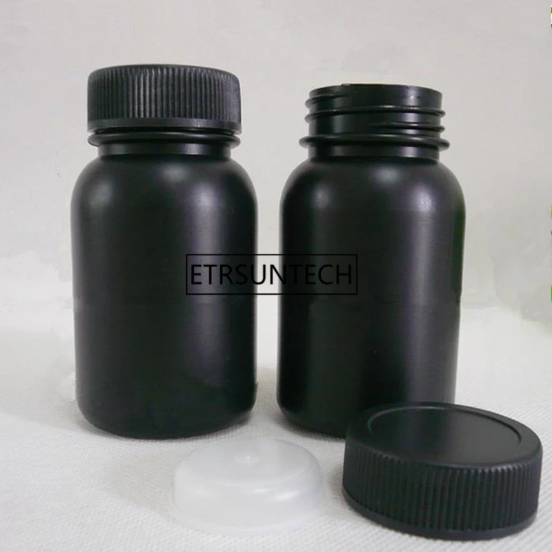 

100ml/100g Dark Black Color HDPE Bottle, Plastic Bottle, Pill Bottle with scew cap and inner cap F1441