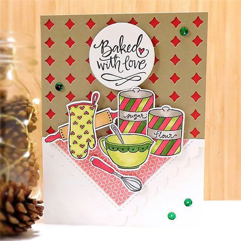 

GJCrafts Clear Stamps and Dies Kitchenware Metal Cutting Dies New 2019 Scrapbooking Card Making Album Embossing Crafts Die Cut