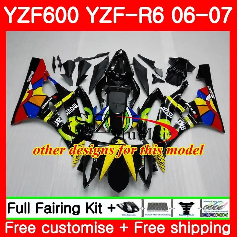 Корпус для синий белый YAMAHA YZF600 YZF-R6 06 07 YZF 600 R 6 кузов 69SH18 YZFR6 06 07 YZF-R600 YZF R6 2006 2007 обтекатели комплект