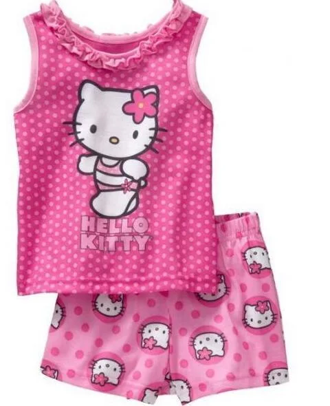 

Baby Kids Pajamas Sets Summer Children Short Sleeve Cotton Hello Kitty Sleepwear Boys pyjamas Girls Home Clothing Boys Nightwear