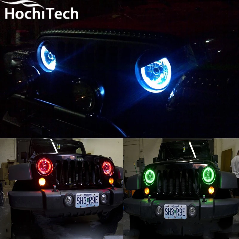 Для Jeep Liberty кДж 2000 2001 2002 2003 2004 2005 2006 2007 RGB светодиодный фар колец halo ангел демон