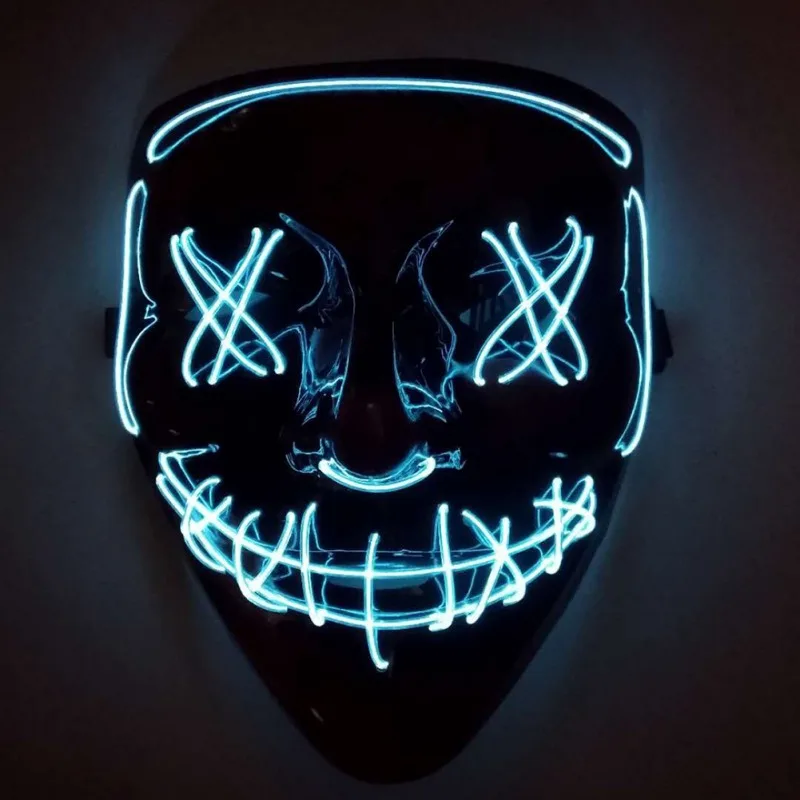 Halloween EL Mask Purge Masks Election Mascara Costume DJ Party Light Up Masks Glow In Dark Movie Cosplay Payday Mask