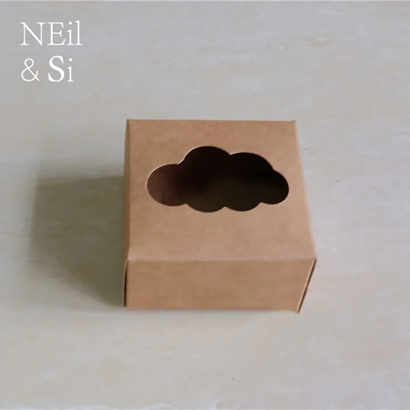 

Cloud Window Kraft Paper Box for Handmade Soap Wedding Gift Candy Packaging Brown Boxes Free Shipping