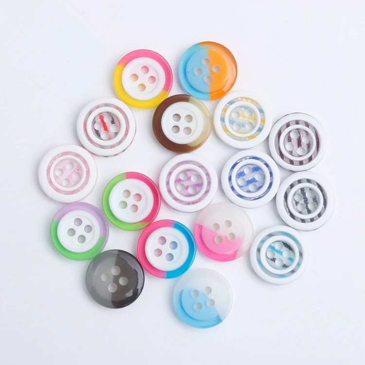 100Pcs-17 Color Resin Clothing Accessories Shirt Button Four Eyes Children