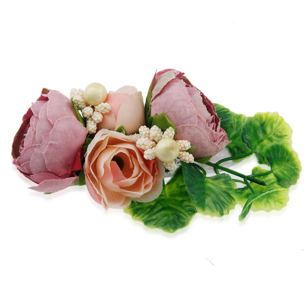 

New Arrival Fashion Kids Girls Flower Pearl Hairpin Artificial Leaves Floral Hair Accessories Photography Prop Hair Clip