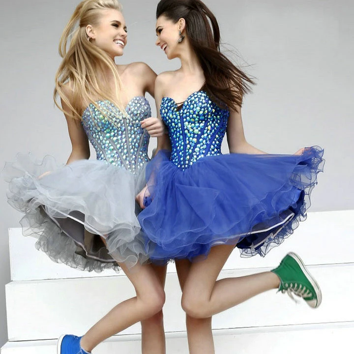royal blue and silver cocktail dresses