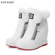 Zorssar/ г., зимняя женская обувь с искусственным мехом женские зимние ботинки теплые ботильоны на платформе и танкетке, модные женские ботинки черная обувь
