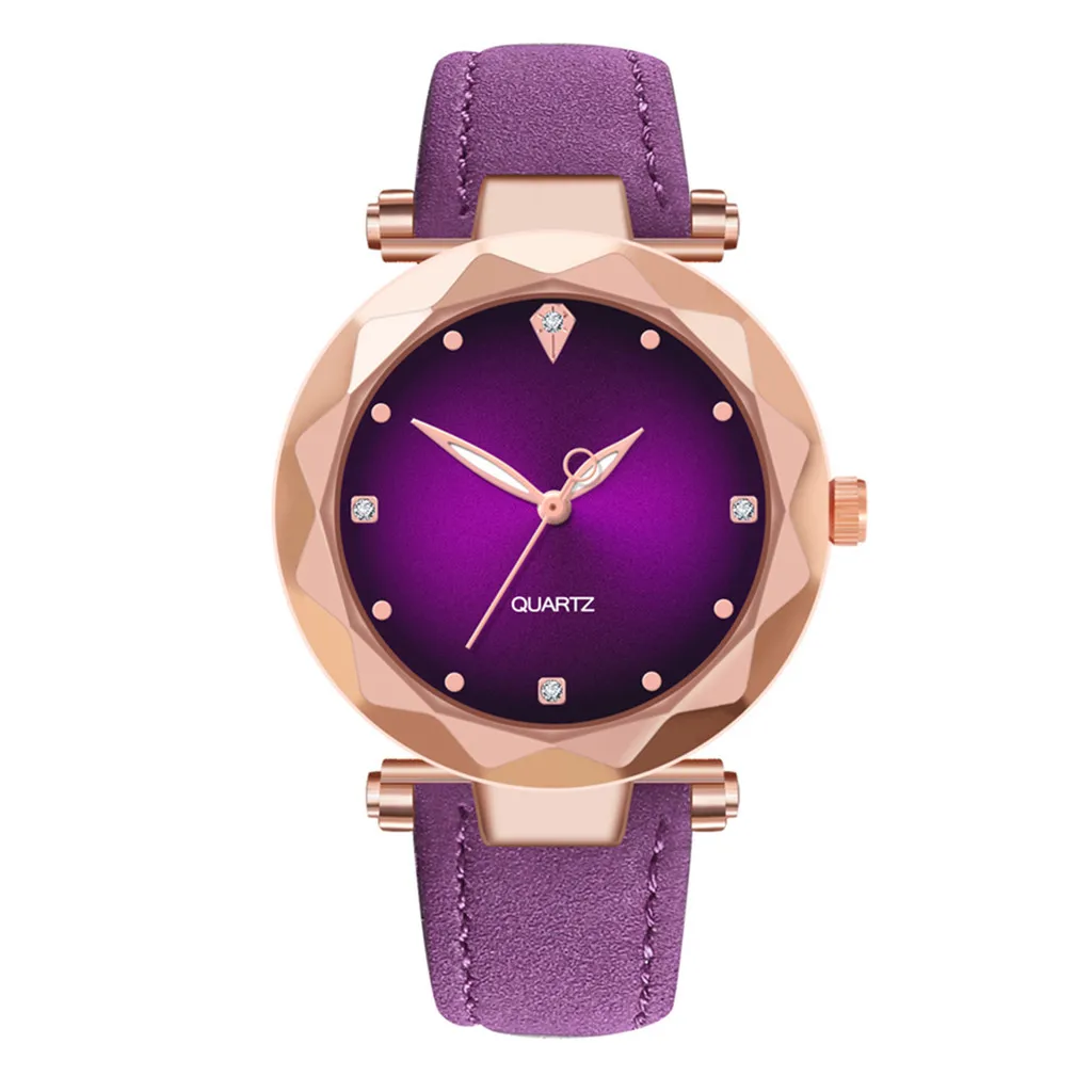 Роскошные женские кварцевые часы для досуга в деловом стиле, минималистичные роскошные часы, кварцевые часы из нержавеющей стали с циферблатом, часы-браслет - Цвет: Purple