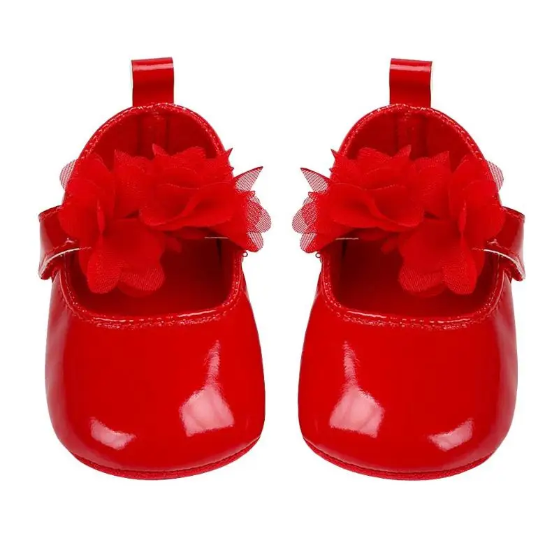 Малышей обувь для девочек наклейка ПУ кожа Детки Prewalker Цветочный декор