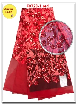 

African Tulle Lace Fabric With Sequins Embroidered Net Lace Fabrics