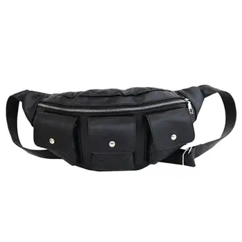 

Punk Women Waist Bag Casual PU Leather Long Chain Shoulder Bags Zipper Waist Bags Travel Chest Bag Fanny Waist Pack
