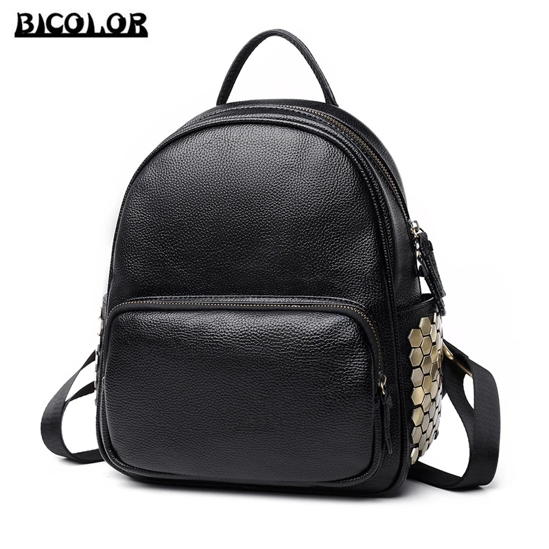 BICOLOR Women Horse backpack Genuine Leather Women Bag Japanese Fashion Backpacks for teenage girls School-supplies Back Pack