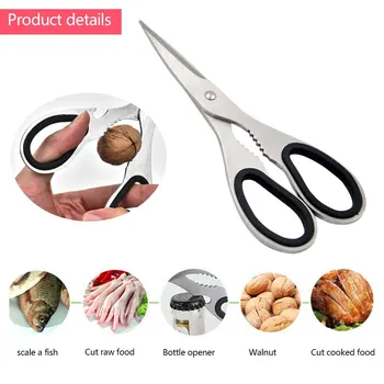 

Multifunctional Kitchen Tool 1PC Stainless Steel Shears Home Kitchen Scissors for Chicken Poultry Fish Meat Vegetables Herbs BBQ