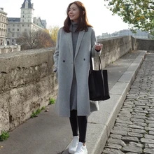 Модное женское новое шерстяное пальто, осеннее и зимнее женское длинное прямое шерстяное пальто-ветровка, толстое MS шерстяное пальто