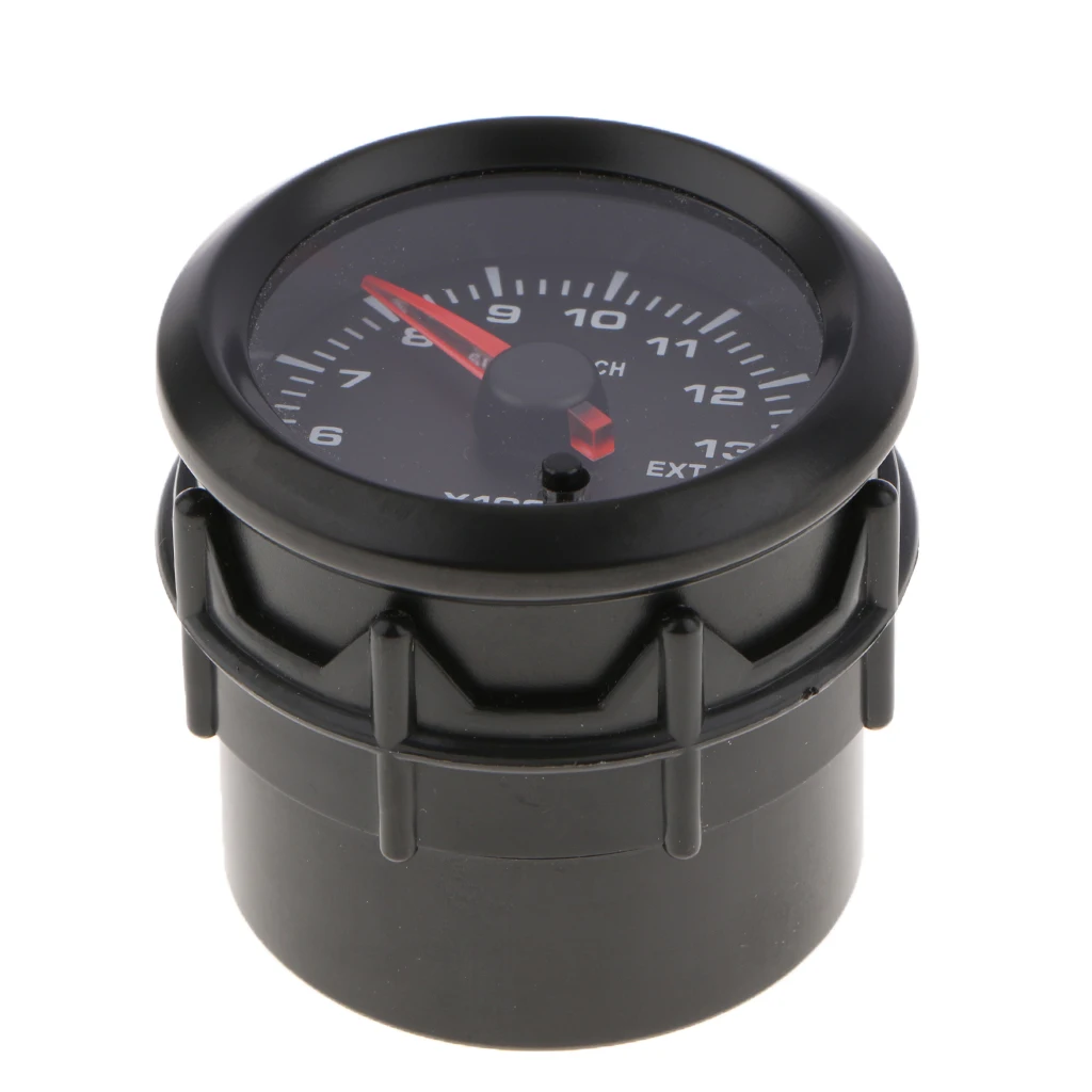 2'52mm 7 Color LED Car Exhaust Gas Temp Gauge EXT Temp Meter EGT With Sensor Blue Digital Voltage Display and Warning Function