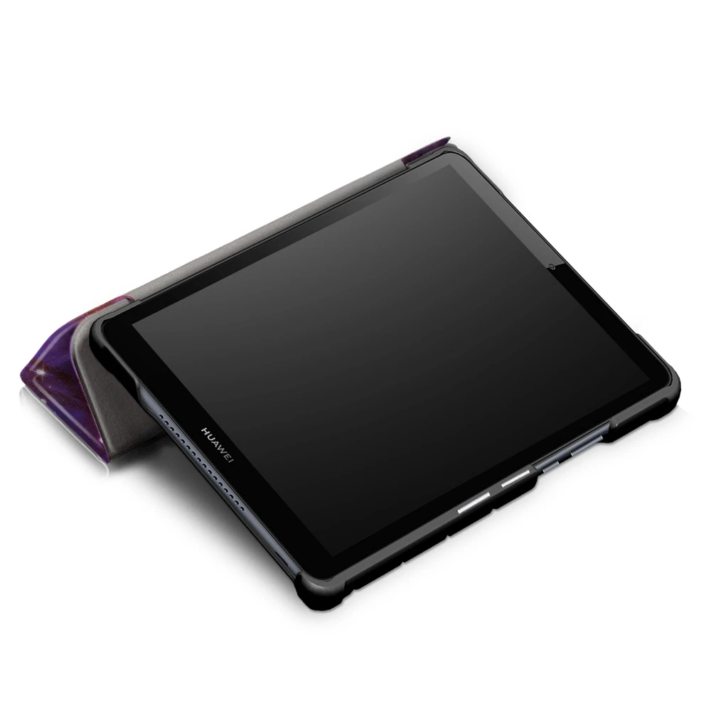 Ультратонкий чехол книжка из искусственной кожи с рисунком для планшета Huawei MediaPad
