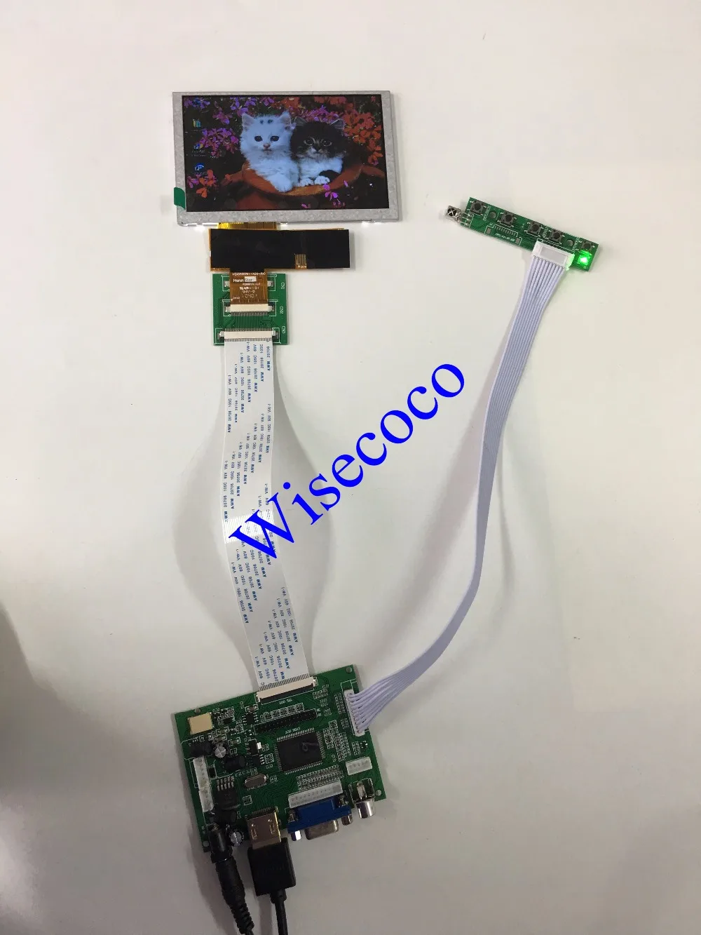 

VGA 2AV Reversing Driver Board + 5inch HSD050IDW1 800x480 TFT LCD Screen