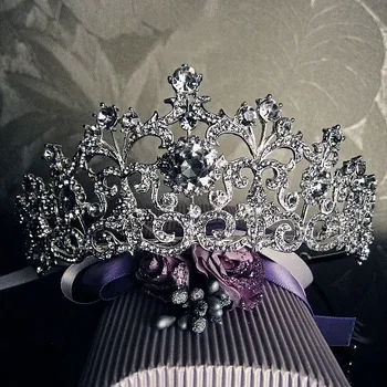 

Gorgeous Vintage Silver Plated Bridal Crystal Tiara Crowns Hair Accessories Austria Rhinestone Queen Pageant Prom Tiara Headband