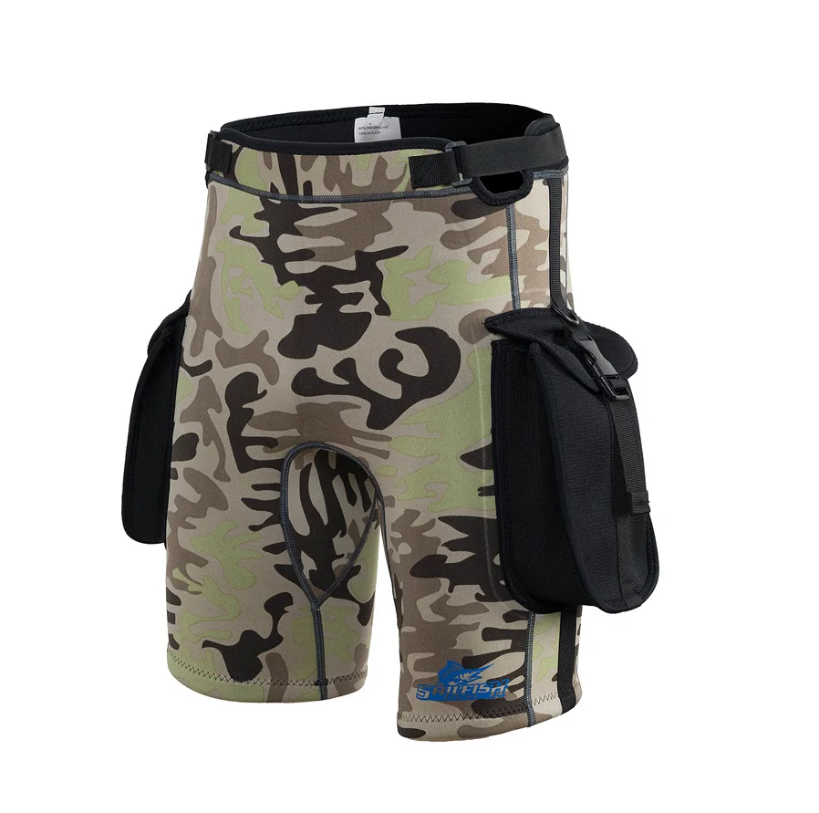 Камуфляжный гидрокостюм шорты брюки мужские купальники с карманами для подводного плавания