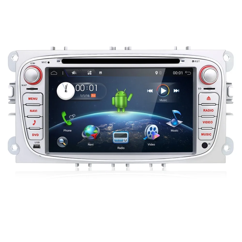 Sale 2G+32G ROM 2 din For Ford Focus Mondeo Galaxy Android 7.1 Quad Core Car DVD Player GPS Navi Audio Radio Stereo Head Unit DAB,4G 1