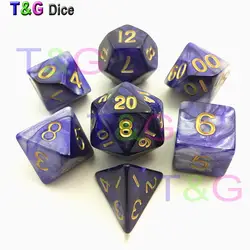 Новый 7 шт./компл. разноцветные Набор кубиков с цифрами Подземелья и Драконы, RPG кости d4 d6 d8 d10 d % d12 d20 Темно-синие