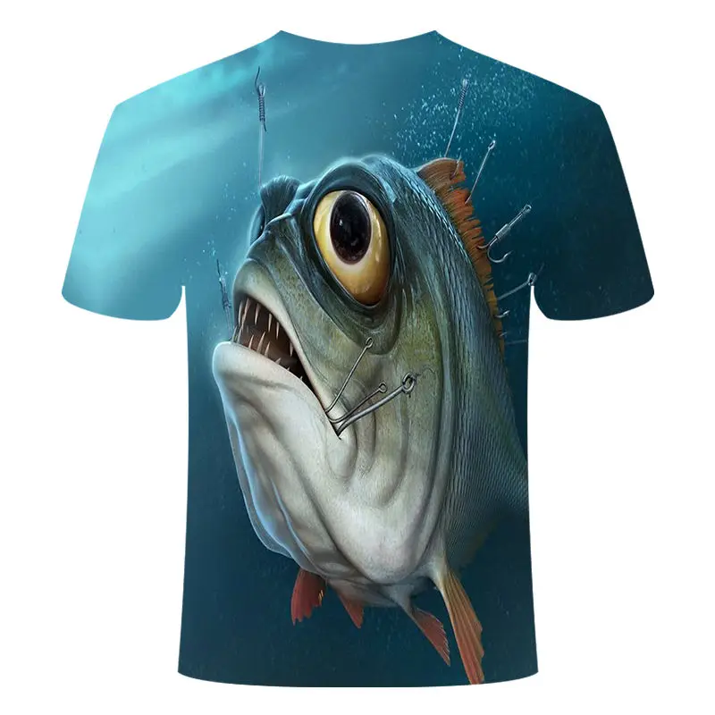 Морская рыбка Повседневная цифровая рыбка футболка 3D o-образным вырезом Топы И Футболки хип-хоп Футболка с принтом Шир Мужская и женская футболка короткий рукав
