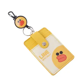 

Keychain Cartoon PU Leather Business Badge Holder Anti-lost Retractable ID Credit Card Case