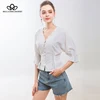 Bella Philosophy Spring Summer Cotton Linen Women Victoria Court Blouse Puff Sleeve French Style Female Blouse Buttons Shirt 1