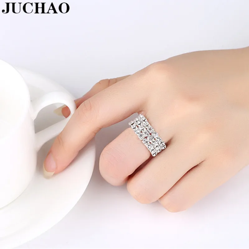 

JUCHAO Vintage Wedding Rings For Women Crystal Elastic Toe Ring Jewelry 2018