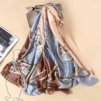 

New Luxury Brand Scarf Fashion Women Autumn Winter Spring Silk Scarfs Chains Scarves Retro Pashmina Bandana