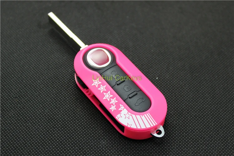 PINECONE для FIAT 500 PANDA PUNTO BRAVO розовый чехол для ключей автомобиля 3 кнопки без резьбы латунный клинок модифицированный пустой корпус для дистанционного ключа ABS оболочка 1 шт