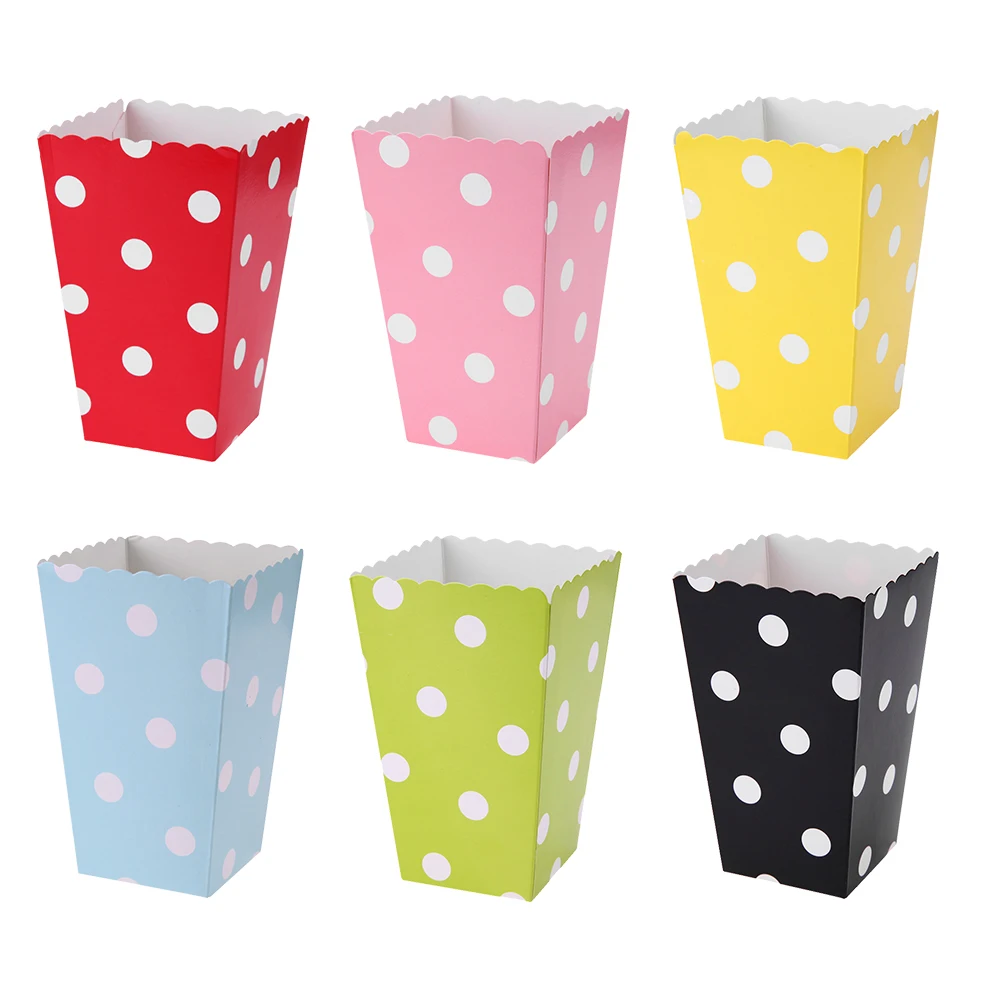 

12pcs Popcorn Candy Kraft Paper Boxes Folding Circle Pattern Paper Popcorn Boxes for Wedding Birthday Party Decoration E5M1