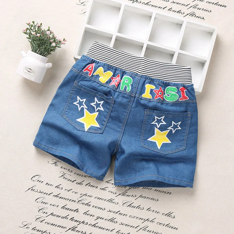 Новые летние детские шорты джинсы для маленьких мальчиков и девочек детские брюки с рисунком, Короткие штаны розничная, для детей возрастом от 2 до 6 лет - Цвет: n