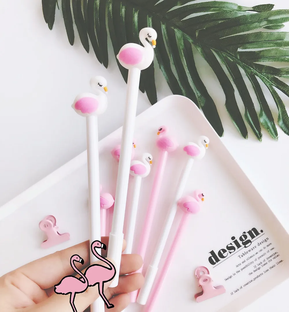 

24pcs/lot 0.5mm Korea INS Flamingo Cap Gel Ink Writing Pens Girls Kids Birthday Party Take-home Favor Office Material