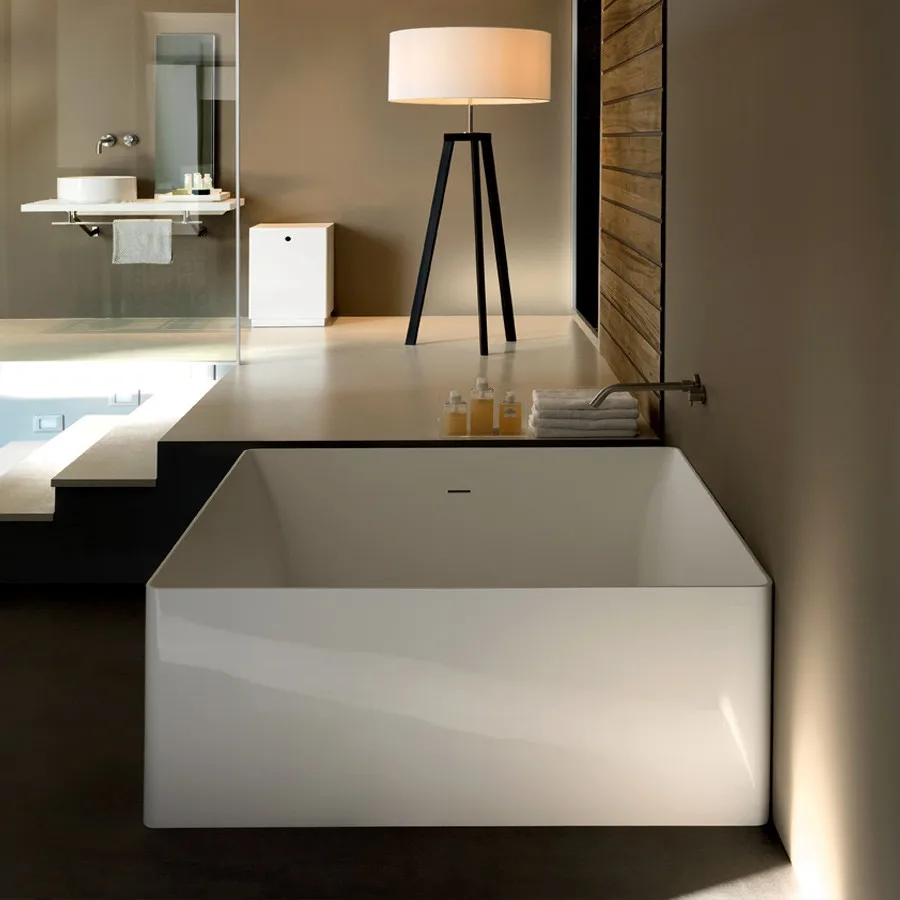 1200mm VASCA Stone Solid Surface Free Standing Bathtub Square Shape WD65228