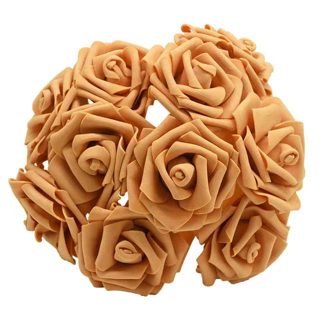 10/20/30 Heads 8CM New Artificial PE Foam Rose Flowers Bride Bouquet Home Flower Wedding Decorations Scrapbooking DIY Flower khaki