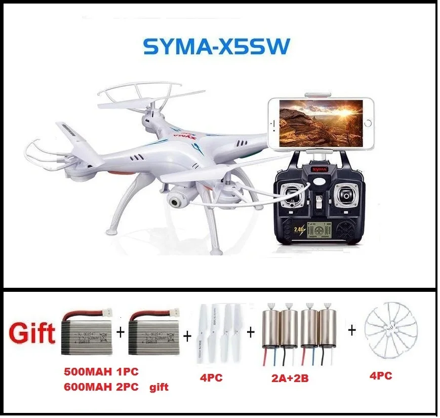 Buy Cheap SYMA X5SW FPV RC Quadcopter Drone with WIFI Camera hd 2.4G 6-Axis Dron RC Helicopter Toys With Full Capacity 3 Battery VS H8C