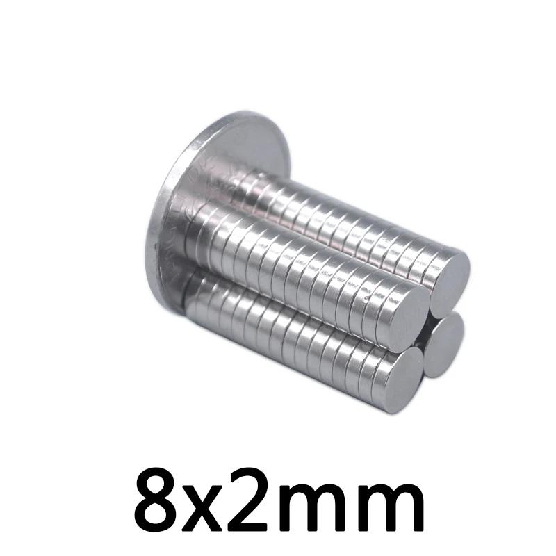 

50Pcs 8x2 Neodymium Magnet Permanent N35 NdFeB Super Strong Powerful Small Round Magnetic Magnets Disc 8mm x 2mm