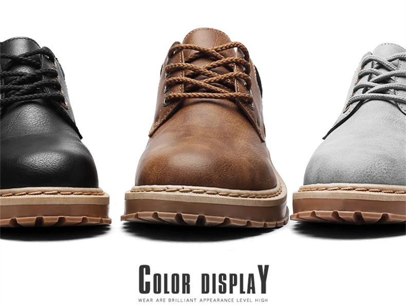 DESERT RAM Brand Men's Boots Mens Leisure Warm Shoes Men Casual Leather Martins Boots Male Winter Retro Black Brown Tooling Shoe (5)