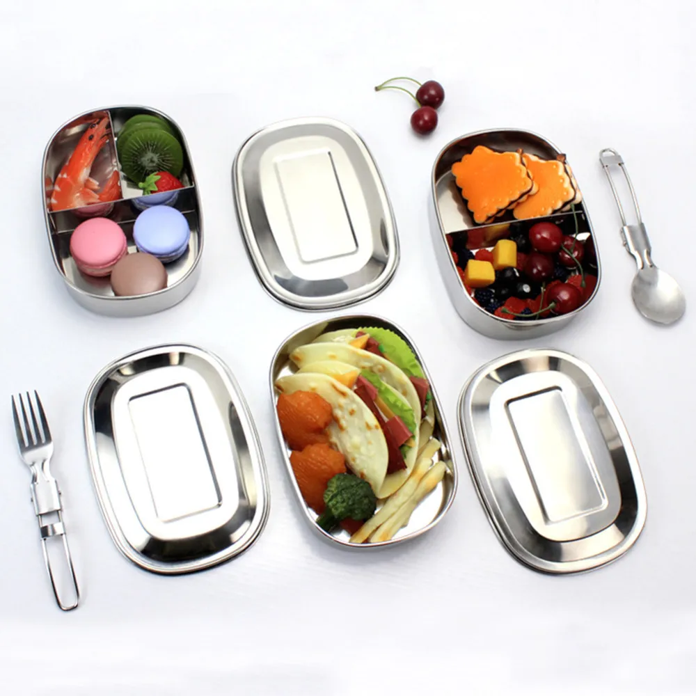 

304 Stainless Steel Square Lunch Box With Buckle Leak-Proof Preservation Food Container Bento Box Student Tableware Portable B4