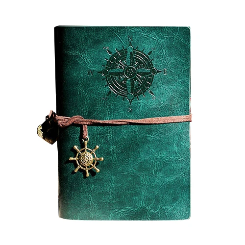 

Retro Personality Notebooks Travel Journal Notepads Pirate Cover Ring Binder Diary Notebook Green S