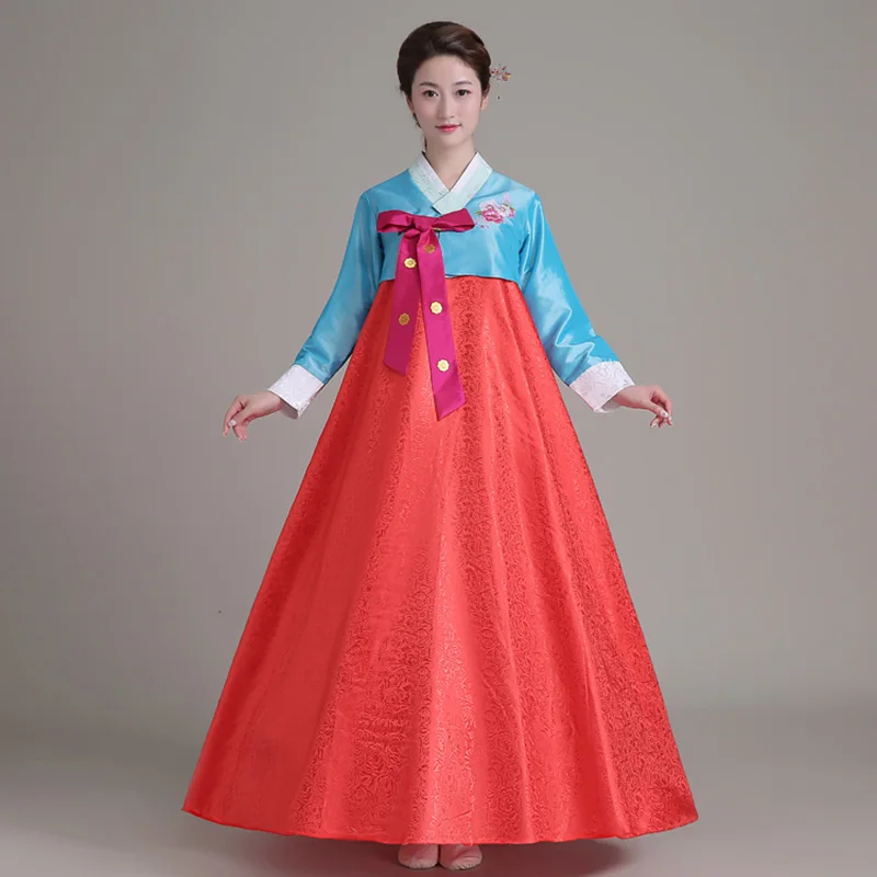 Традиционный корейский Костюм-ханбок платья костюмы Азия традиционная одежда женские платья одежда Вечерние платья костюм певицы - Цвет: Красный
